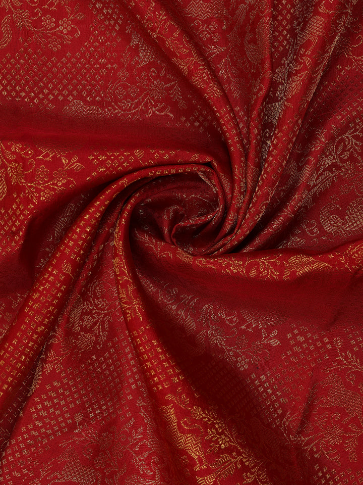 Red Animels Woven Motifs Pure Kanchipuram Silk Saree - Diadem