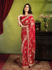Red Bridal Organza Saree With Full Sequins Floral Design - Diadem