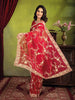 Red Bridal Organza Saree With Full Sequins Floral Design - Diadem