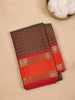 Red Checked Woven Pure Kanchipuram Silk Saree - Diadem