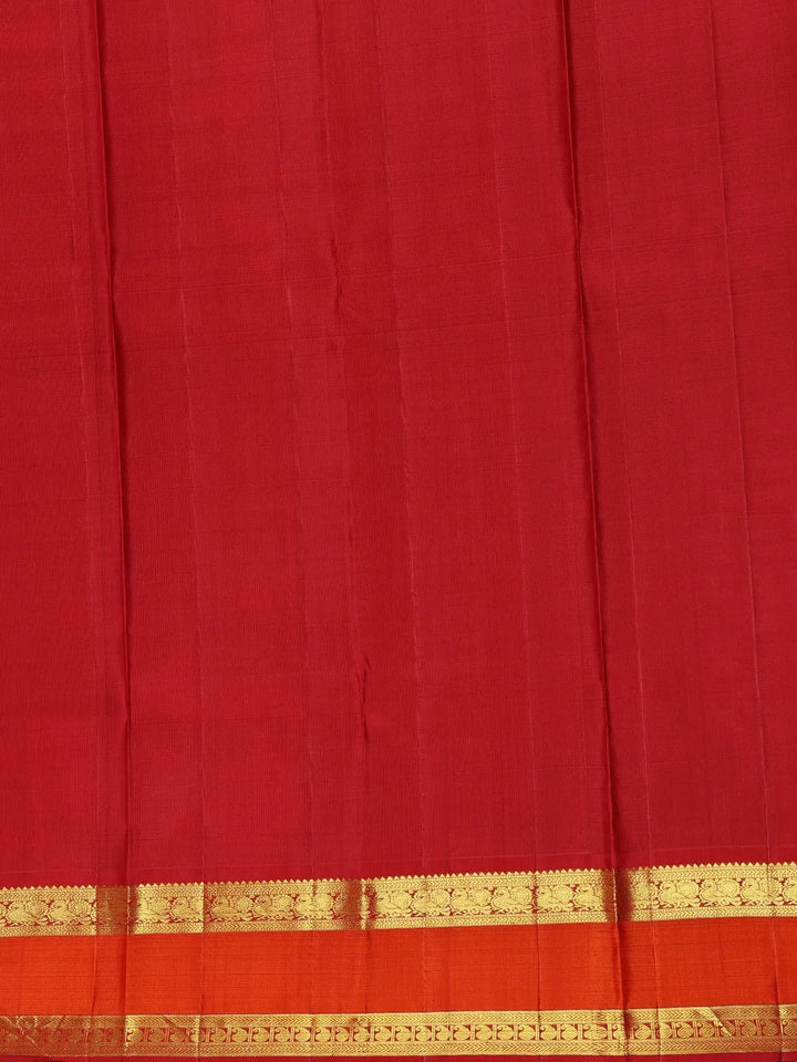Red Checked Woven Pure Kanchipuram Silk Saree - Diadem