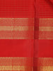 Red Checks Woven Pure Kanchipuram Silk Saree - Diadem