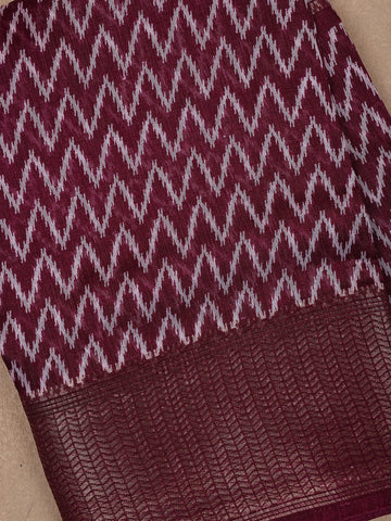 Red Chevron Designed Fancy Cotton Saree - Diadem