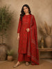Red Floral Printed Cotton Salwar Suit with Dupatta