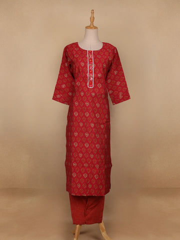 Red Diamond Designed Cotton Salwar Suit - Diadem