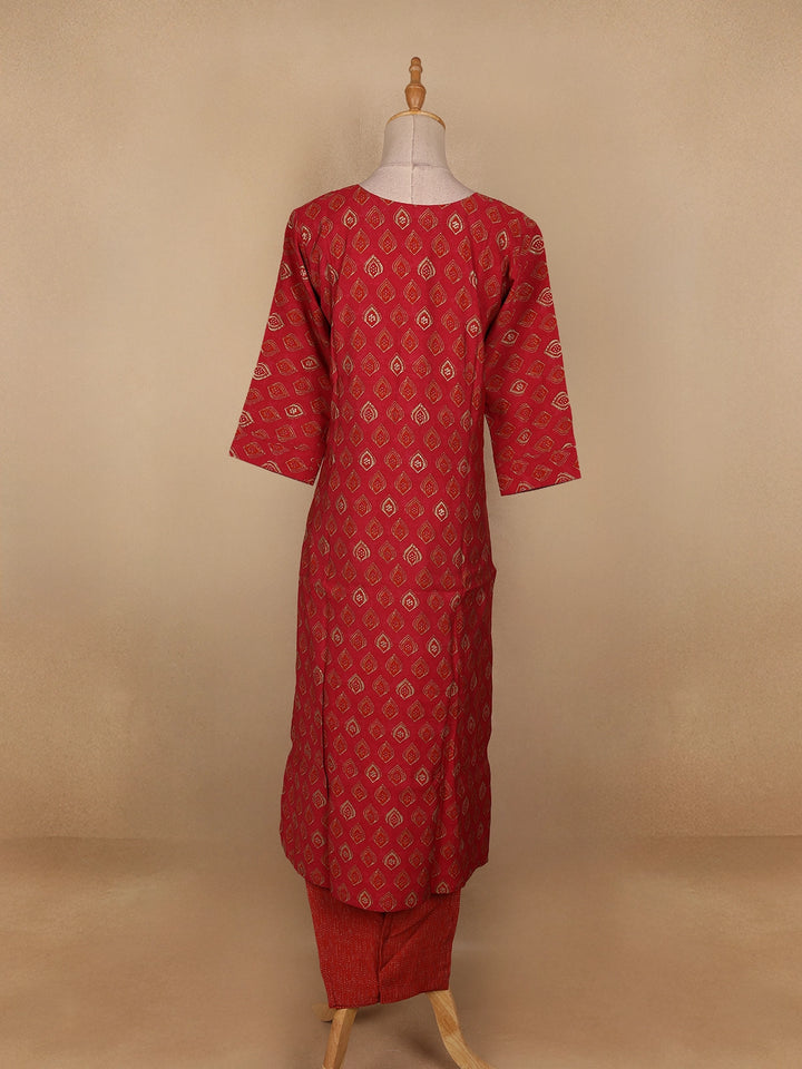 Red Diamond Designed Cotton Salwar Suit - Diadem