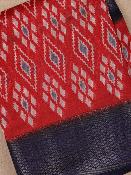 Red Diamond Designed Fancy Cotton Saree - Diadem