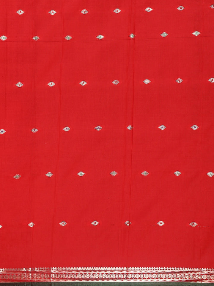 Red Diamond Designed Soft Silk Saree - Diadem