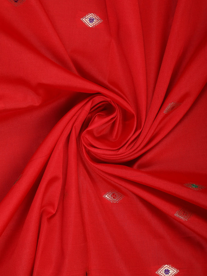 Red Diamond Designed Soft Silk Saree - Diadem
