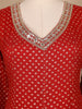 Red Dotted Design Georgette Anarkali Salwar Suit - Diadem