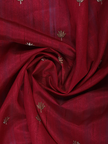 Red Elephant and Floral Designed Semi Tussar Saree - Diadem