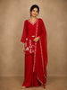 Red Embroidered Design Crepe Sharara Salwar Suit