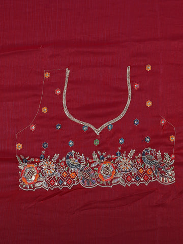 Red Embroidered Georgette Saree - Diadem