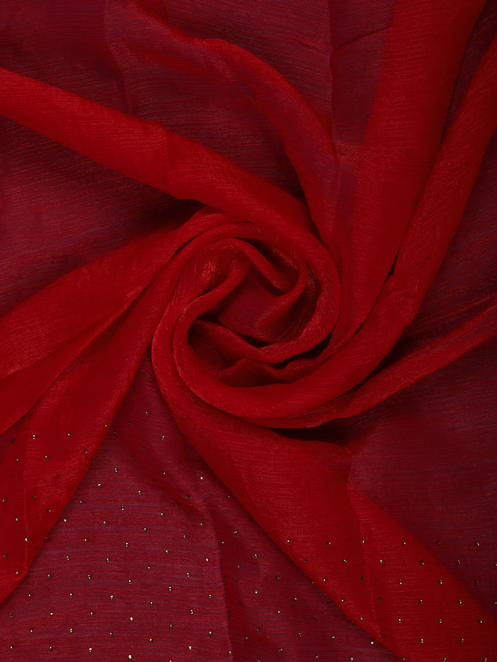 Red Embroidered Georgette Saree - Diadem