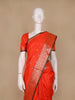 Red Floral And Diamond Mtif Zari Weaving Soft Silk Saree - Diadem