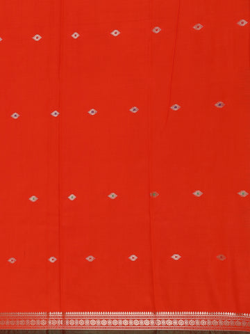 Red Floral And Diamond Mtif Zari Weaving Soft Silk Saree - Diadem