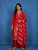 Red Floral And Geometric Embroidered Silk Salwar Suit