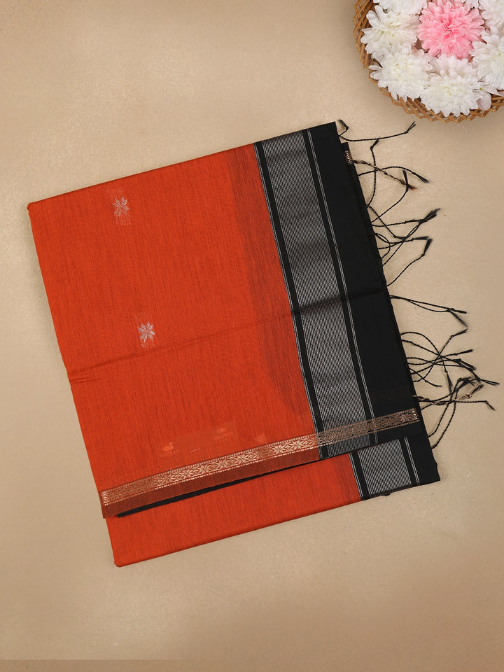 Red Floral Butta Fancy Cotton Saree - Diadem