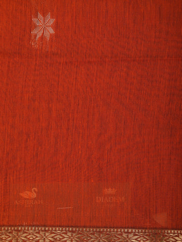 Red Floral Butta Fancy Cotton Saree - Diadem
