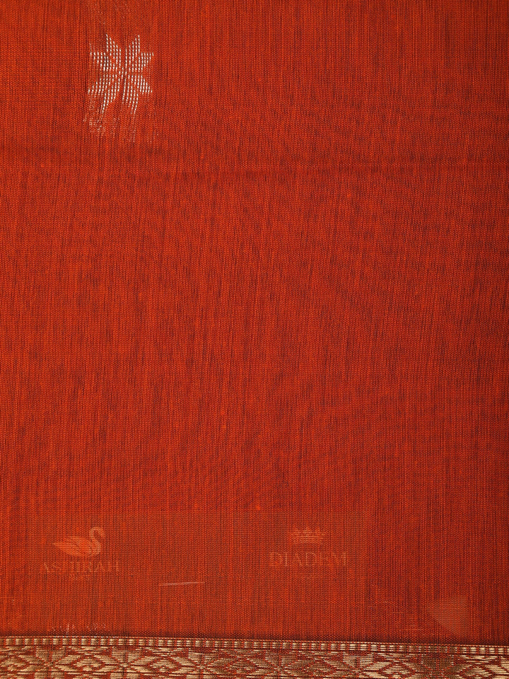 Red Floral Butta Fancy Cotton Saree - Diadem