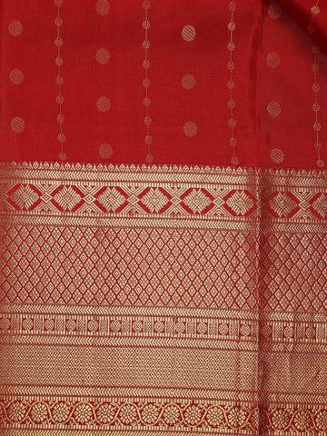 Red Floral Buttis Pure Kanchipuram Silk Saree - Diadem