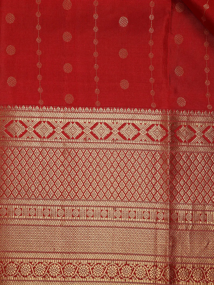 Red Floral Buttis Pure Kanchipuram Silk Saree - Diadem