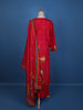 Red Floral Designed Cotton Salwar Suit - Diadem