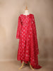 Red Floral Designed Cotton Salwar Suit - Diadem