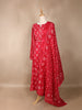 Red Floral Designed Cotton Salwar Suit - Diadem