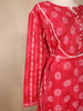 Red Floral Designed Cotton Salwar Suit - Diadem