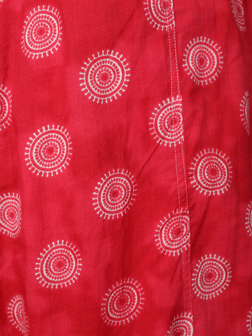 Red Floral Designed Cotton Salwar Suit - Diadem