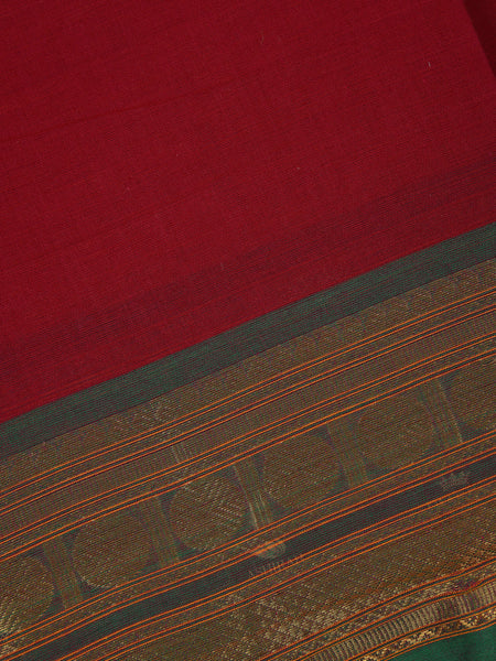 Red Floral Designed Cotton Saree - Diadem