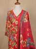 Red Floral Design Print Cotton Salwar Suit - Diadem