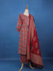 Red Floral Design Printed Cotton Salwar Suit - Diadem