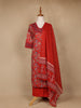 Red Floral Design Printed Cotton Salwar Suit - Diadem