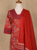 Red Floral Design Printed Cotton Salwar Suit - Diadem