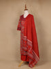 Red Floral Design Printed Cotton Salwar Suit - Diadem