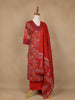 Red Floral Design Printed Cotton Salwar Suit - Diadem