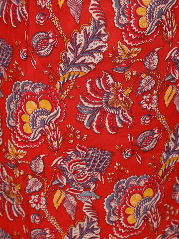 Red Floral Design Printed Cotton Salwar Suit - Diadem