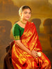 Red Floral Design Pure Kanchipuram Silk Bridal Saree