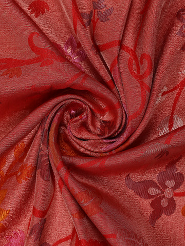 Red Floral Designed Soft Silk Saree - Diadem