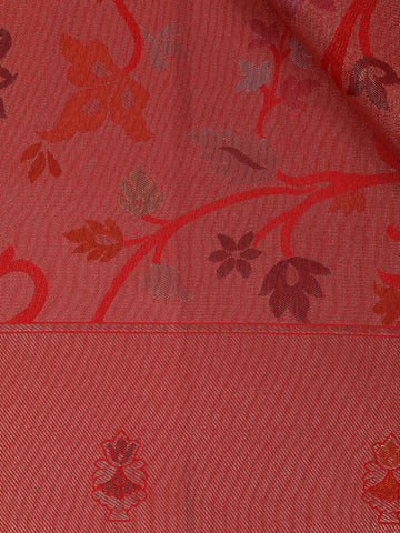 Red Floral Designed Soft Silk Saree - Diadem