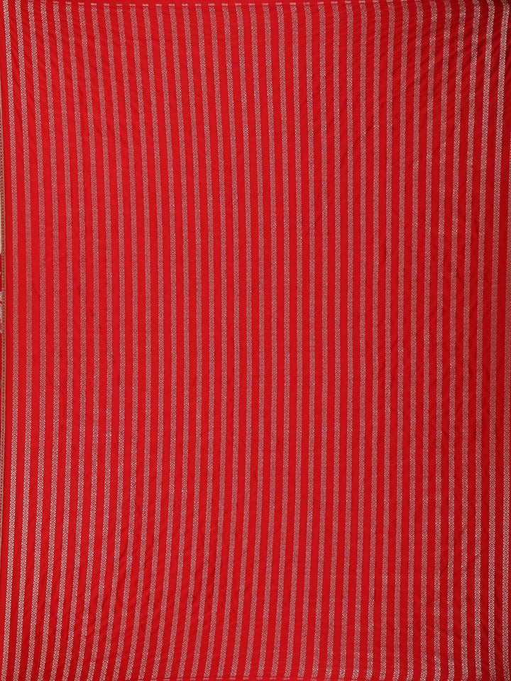 Red Floral Designed Banarasi Silk Saree - Diadem