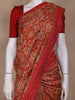 Red Floral Designed Chanderi Cotton Saree - Diadem