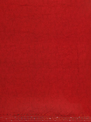 Red Floral Designed Chanderi Cotton Saree - Diadem