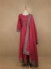 Red Floral Designed Cotton Anarkali Salwar Suit