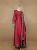 Red Floral Designed Cotton Anarkali Salwar Suit
