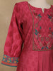 Red Floral Designed Cotton Anarkali Salwar Suit