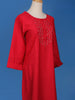 Red Floral Designed Cotton Kurti - Diadem