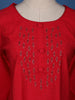 Red Floral Designed Cotton Kurti - Diadem